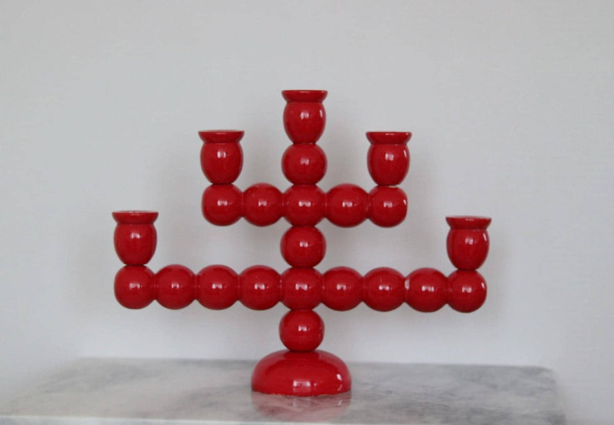 Swedish Mid Century  Five-Arm  Bobbin Candelabra