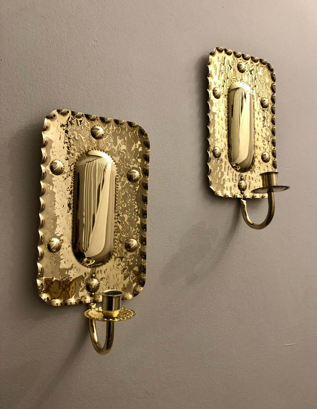 Pair of Mid-Century Swedish Brass  Sconces
