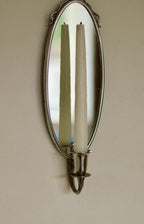 Pair of Mid Century Swedish Pewter Sconces with Mirror by Svenskt - Tenn