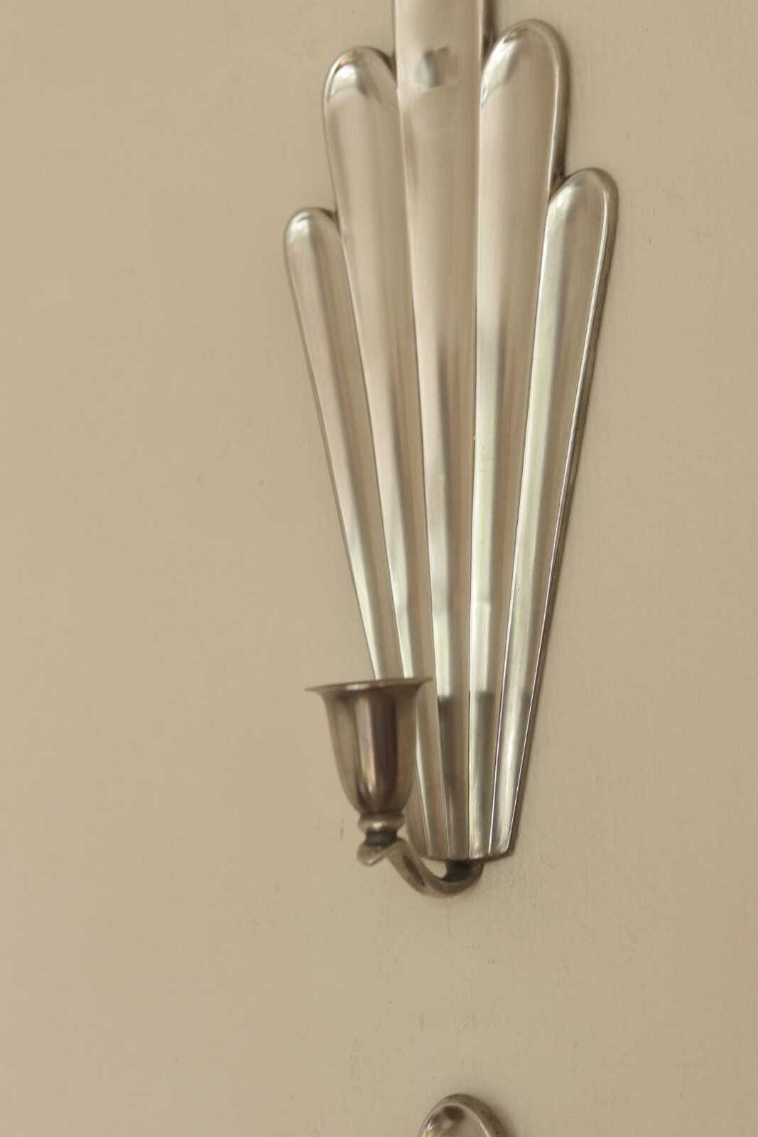 1930's Pair Of Mid Century Swedish Grace Style Pewter Sconces by C.G. Hallberg, Stockholm
