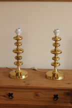 Pair of Swedish Brass Bobbin Table lamp