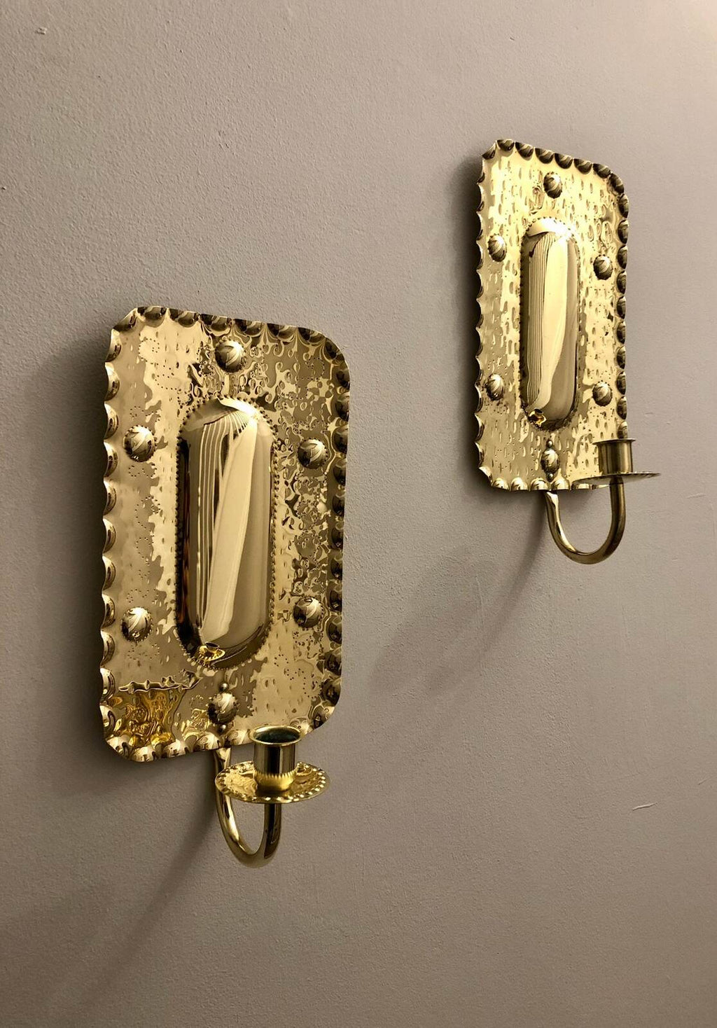 Pair of Mid-Century Swedish Brass  Sconces