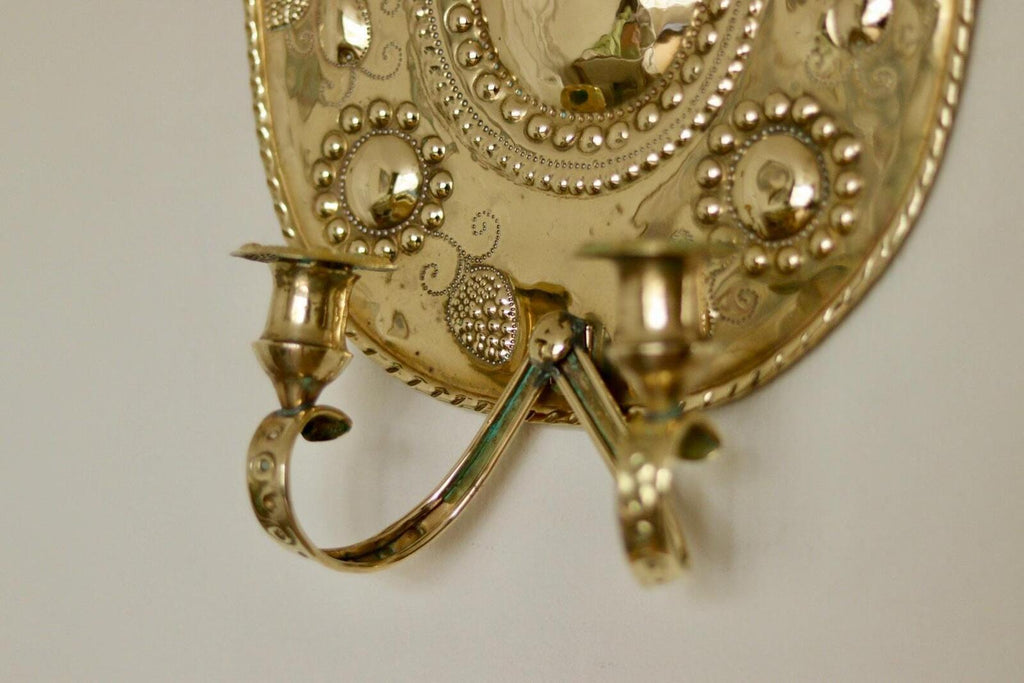 Pair Large baroque Style Mid Century Swedish Brass Sconces
