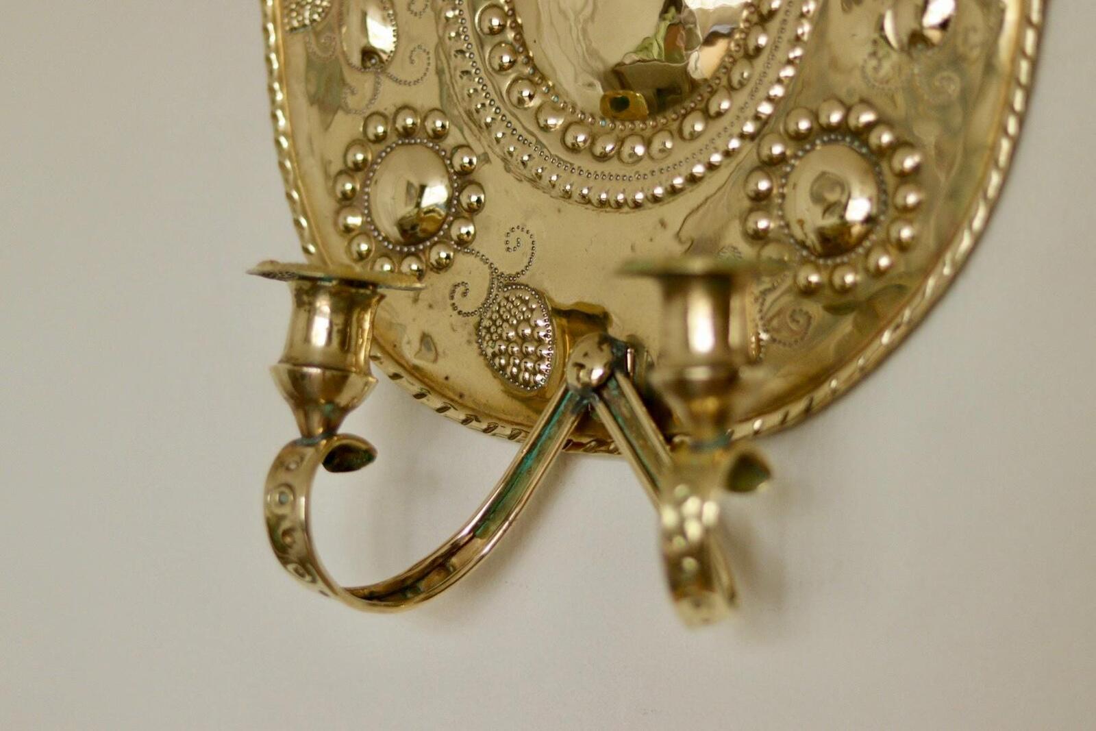 Pair Large baroque Style Mid Century Swedish Brass Sconces