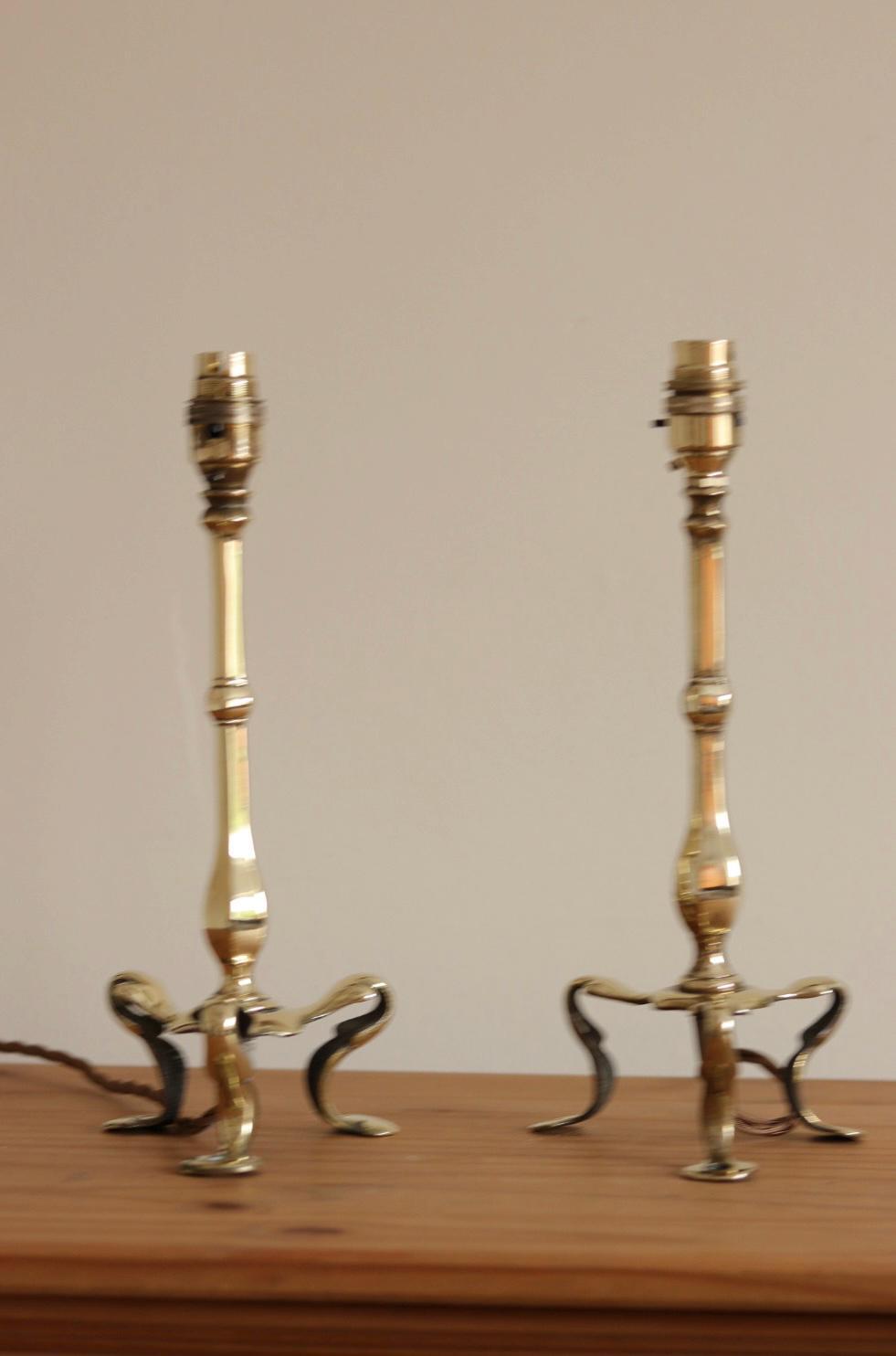 Pair Of  Victorian Antique Brass Pullman Railway Carriage Table Lamps