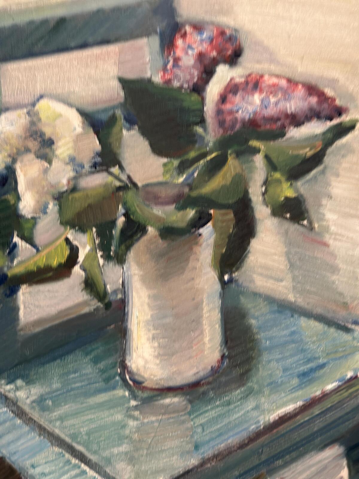 “Flowers in Vase on Chair” by Napoleon Frank
