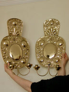 Pair Large baroque Style Mid Century Swedish Brass Sconces