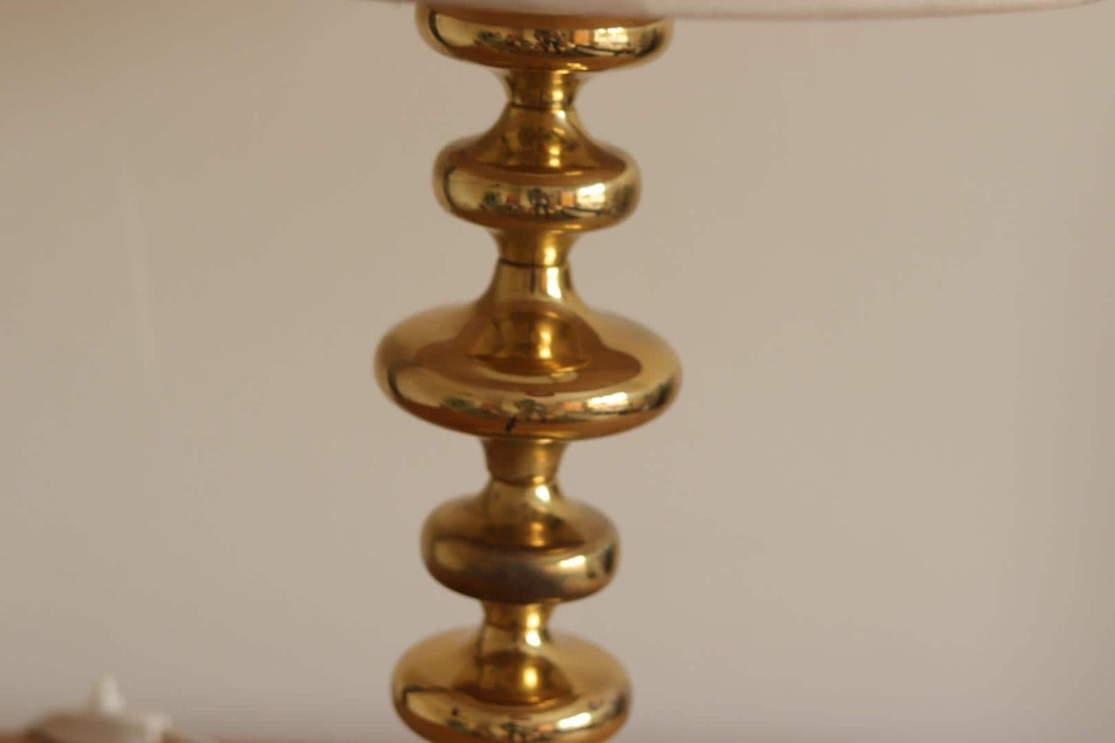Pair of Swedish Brass Bobbin Table lamp