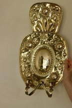 Pair Large baroque Style Mid Century Swedish Brass Sconces