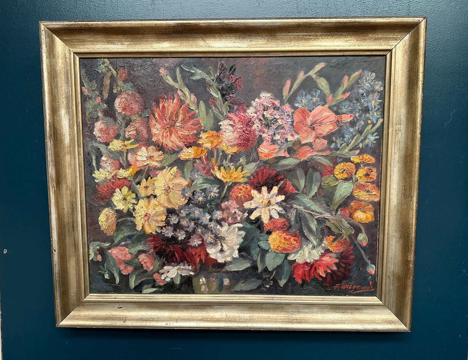 “Still Life with Flowers” by F. Wiegand