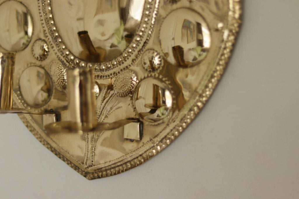 Pair Large baroque Style Mid Century Swedish Brass Sconces