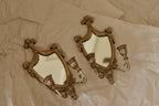 Pair of  Vintage Double Arm Italian Brass Sconces with Mirror