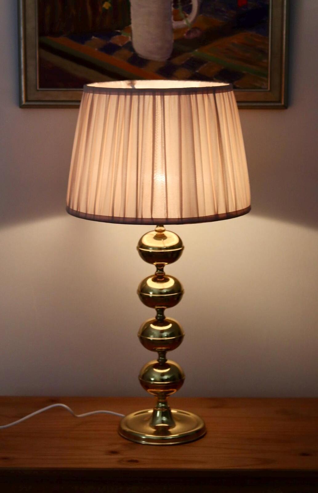 Tall Swedish Brass Bobbin lamp by Borens Borås
