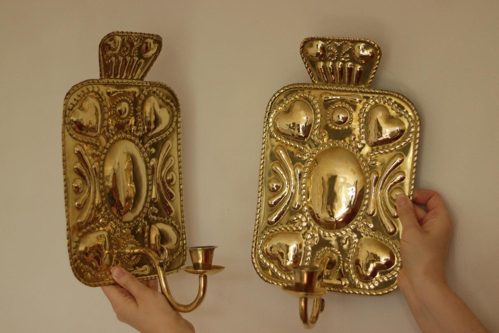 Pair Of Baroque Style Swedish Brass Sconces