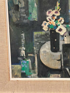 “White Blossom in Black Vase” by Edvin Ollers