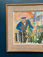“Figure by a Fence with Flowers” by Carl Gunne