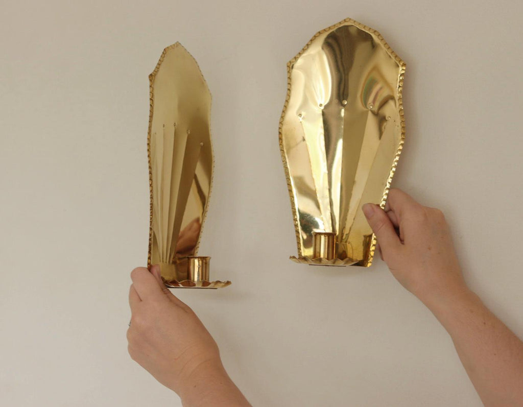 Pair Of Mid Century Swedish Brass Sconces