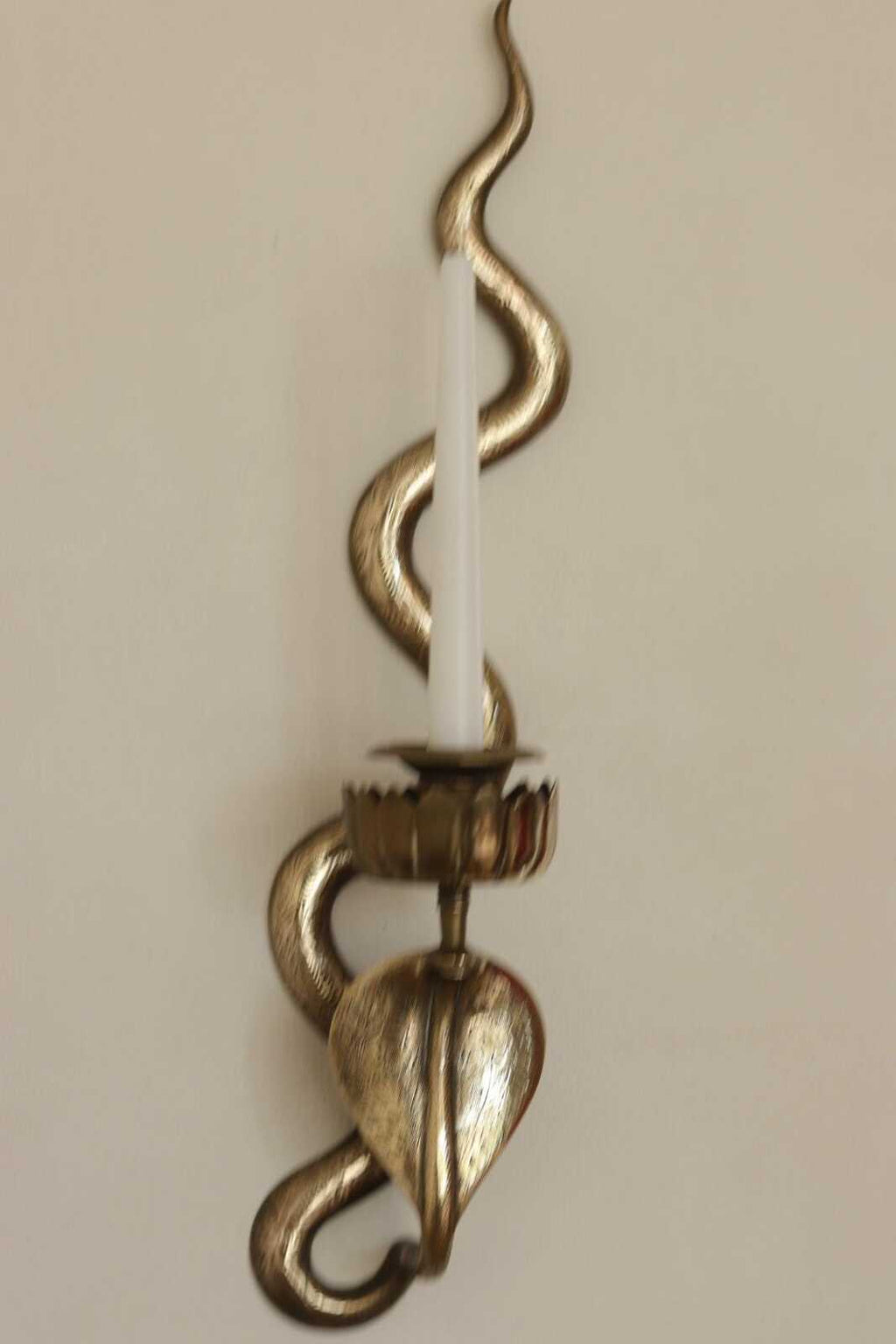 Pair of Egyptian Revival Style Engraved Brass Cobra Sconces