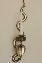 Pair of Egyptian Revival Style Engraved Brass Cobra Sconces