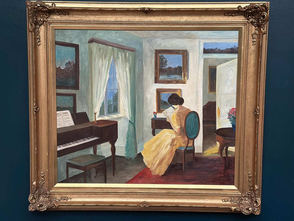 “Interior with Reading Woman” by V. Hansen