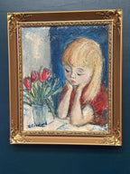 “Girl in Thought with Tulips” by Alf Forslund