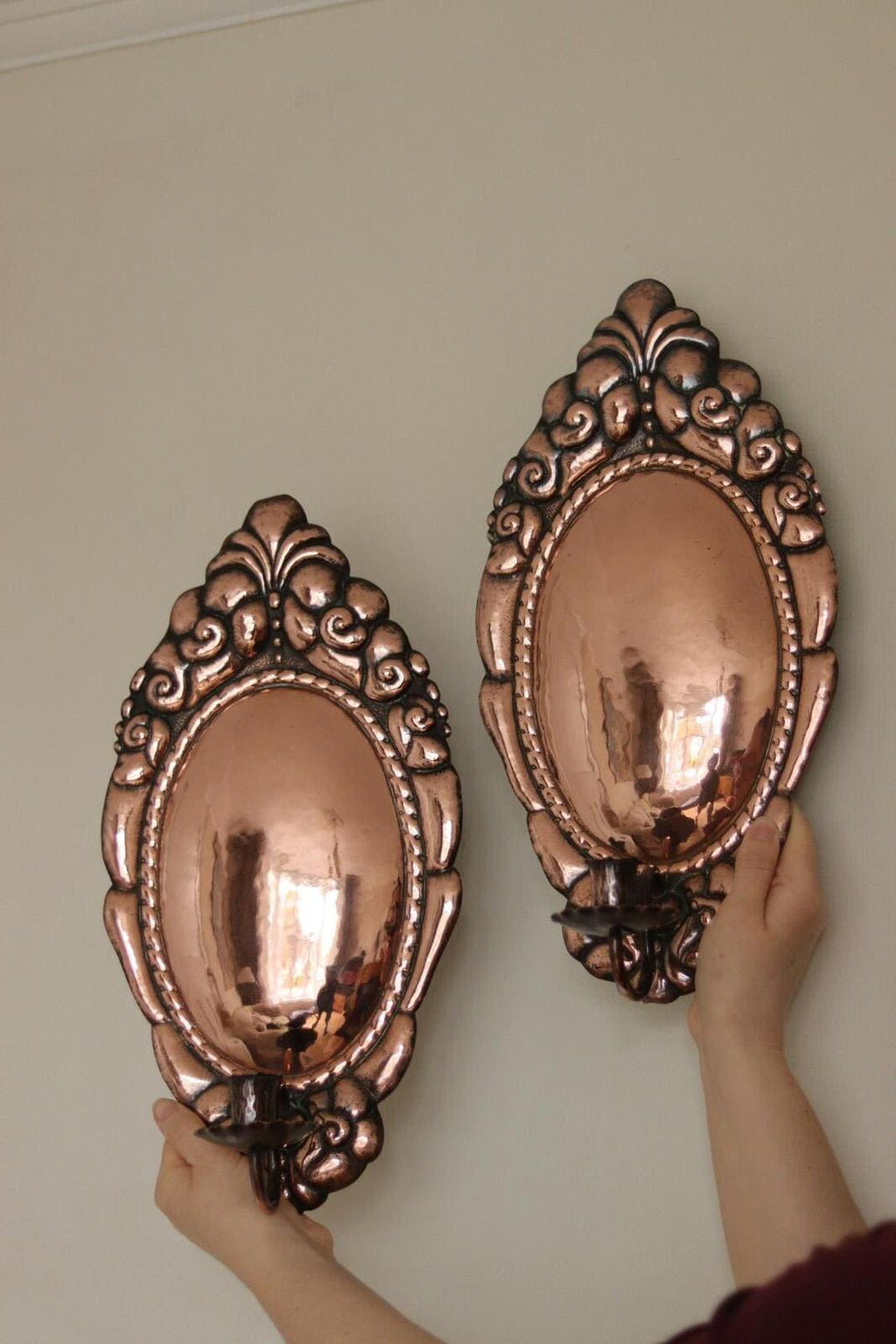 Pair of Vintage Swedish Copper Wall Sconces