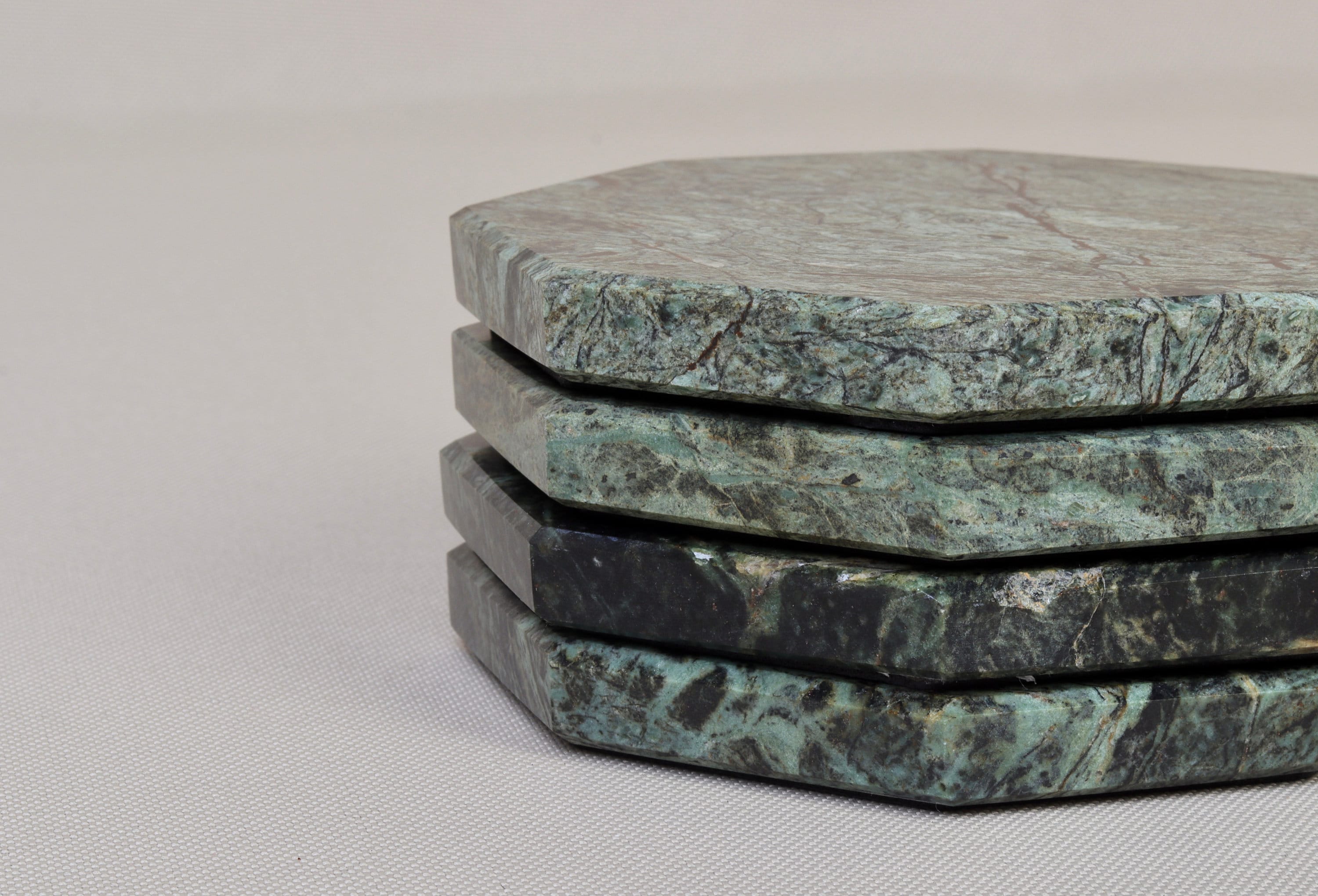 Set of 4 - Angelo Indian Green Chunky Octagonal Marble Coasters