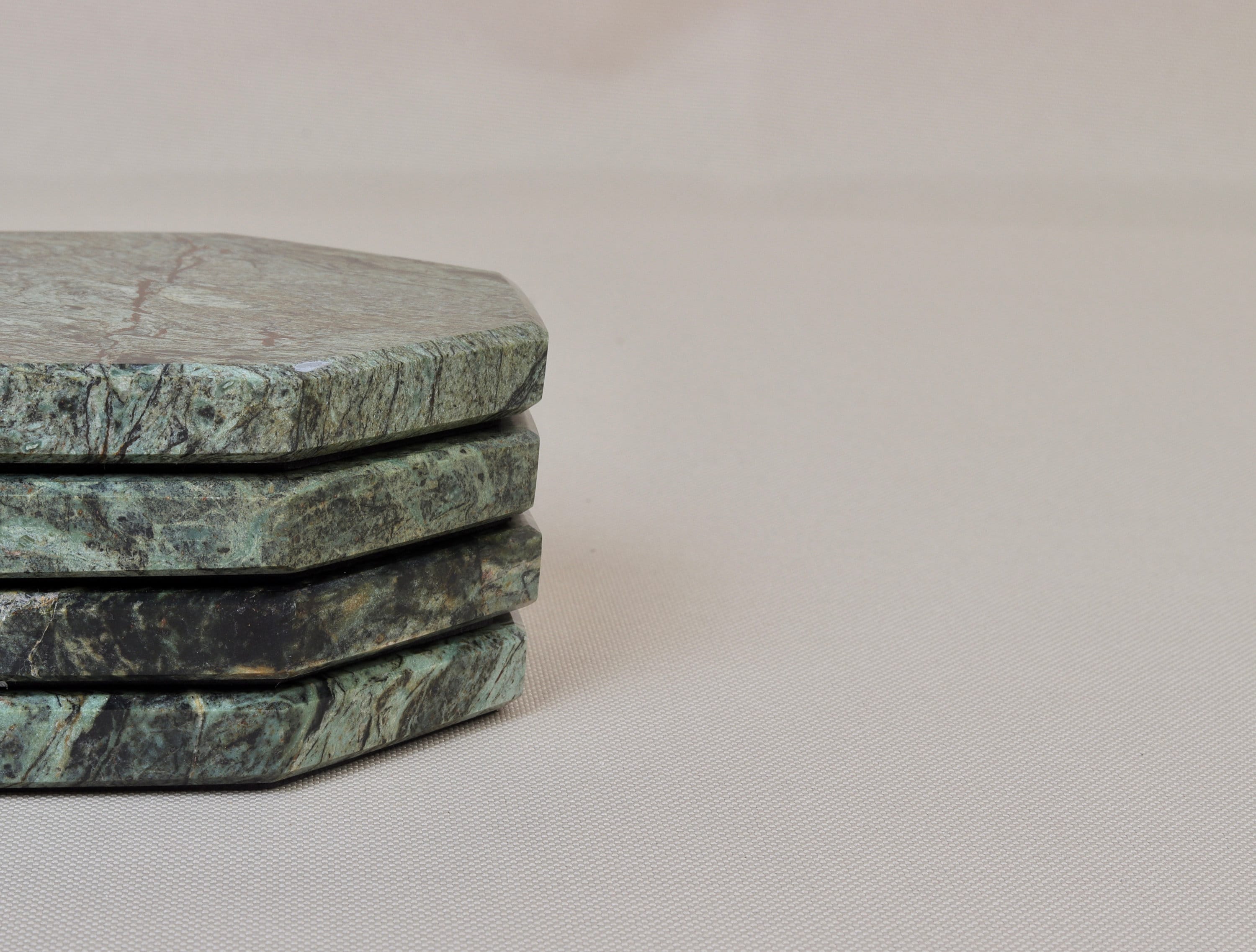 Set of 4 - Angelo Indian Green Chunky Octagonal Marble Coasters