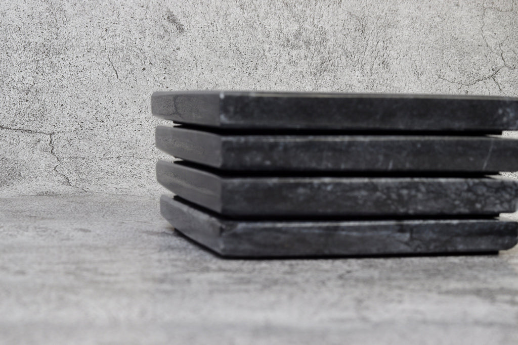 Set of 4 - Madeji Black Square Marble Coasters