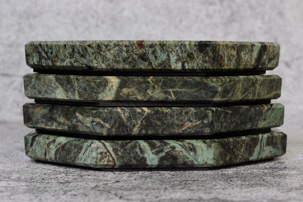 Set of 4 - Angelo Indian Green Chunky Octagonal Marble Coasters