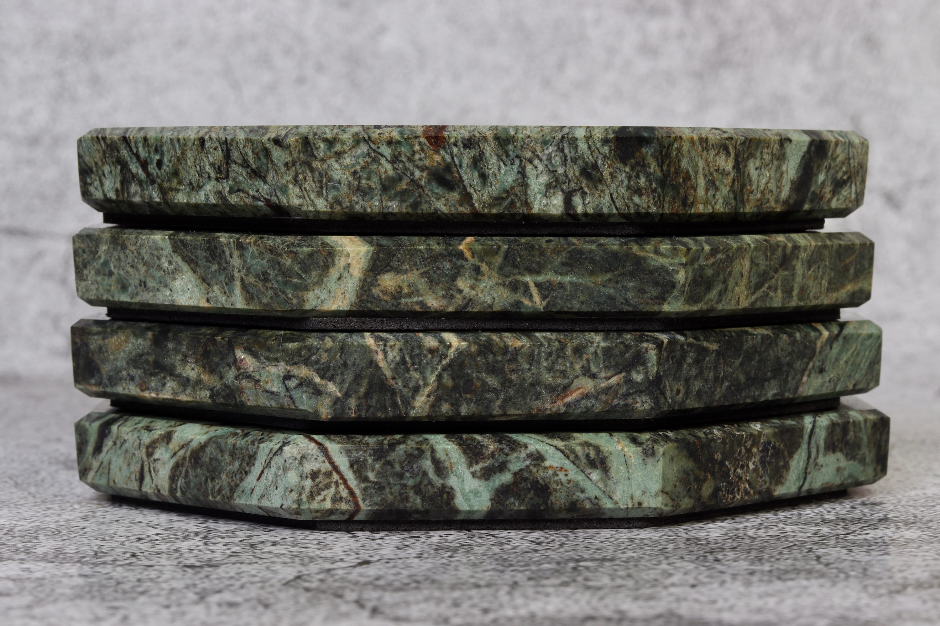 Set of 4 - Angelo Indian Green Chunky Octagonal Marble Coasters