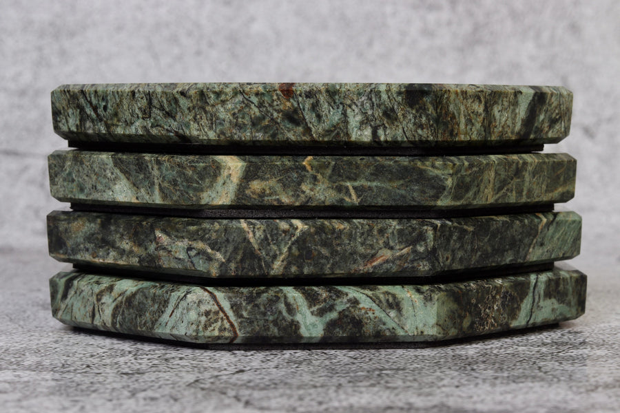 Set of 4 - Angelo Indian Green Extra Chunky Octagonal Marble Coasters