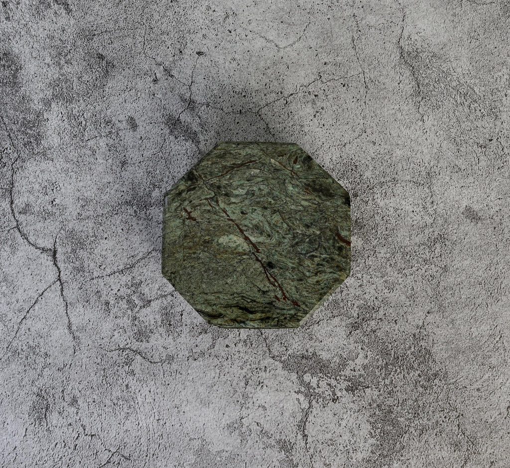 Set of 4 - Angelo Indian Green Chunky Octagonal Marble Coasters