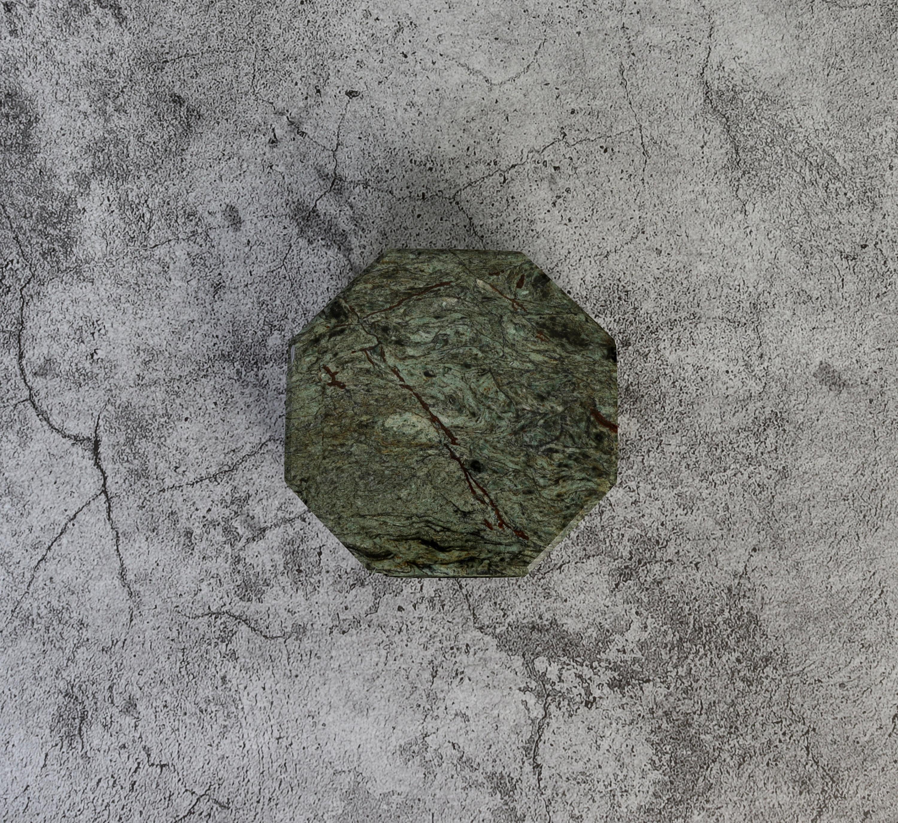 Set of 4 - Angelo Indian Green Chunky Octagonal Marble Coasters