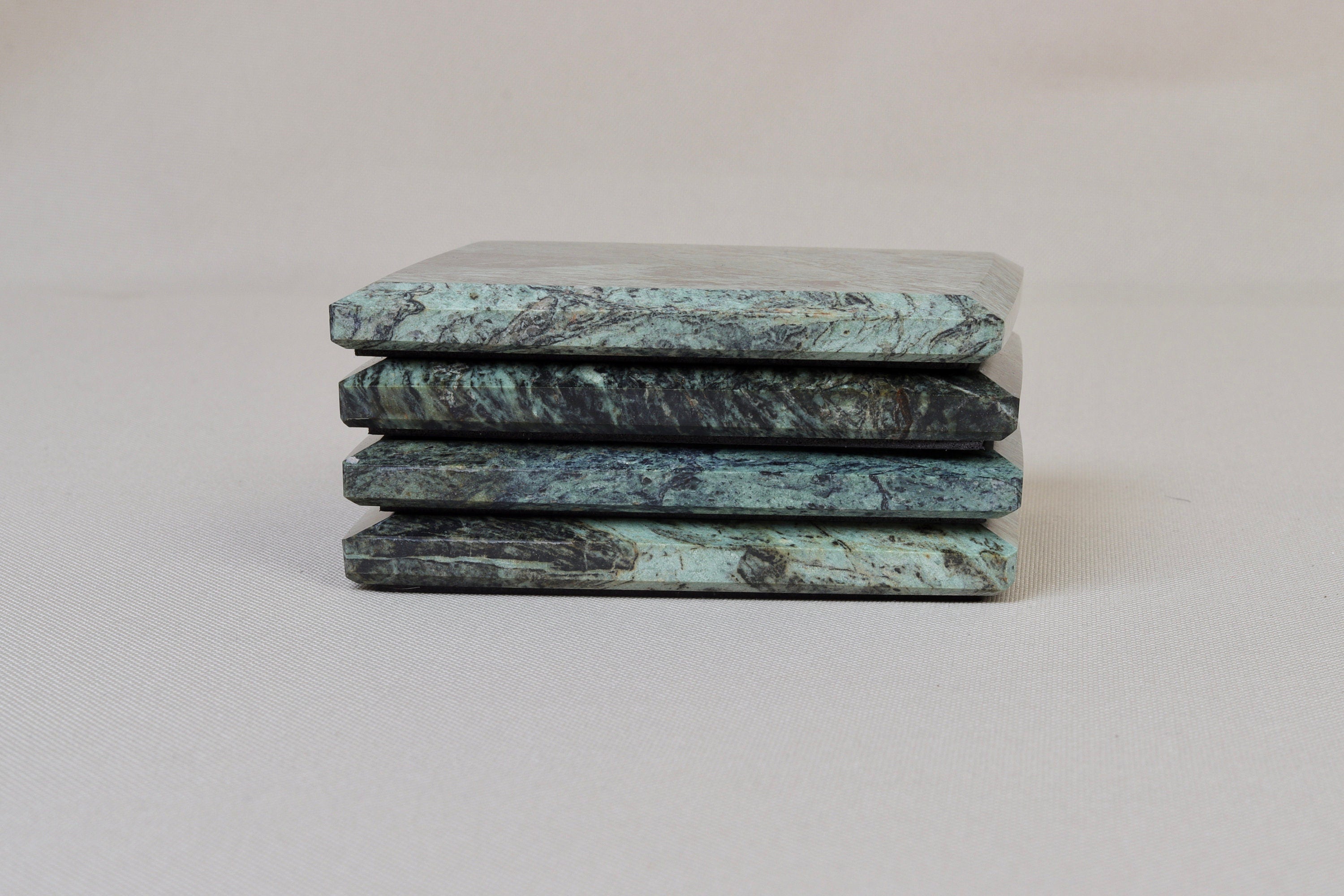 Set of 4 - Madeji Indian Green Square Marble Coasters