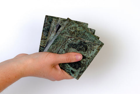 Set of 4 - Madeji Indian Green Square Marble Coasters