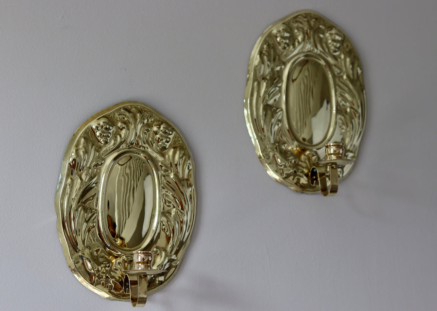 Pair of Vintage Swedish Brass Sconces by Gusum