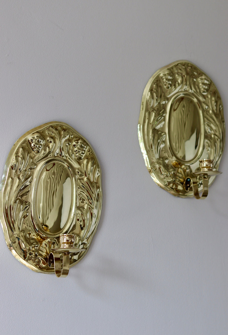 Pair of Vintage Swedish Brass Sconces by Gusum