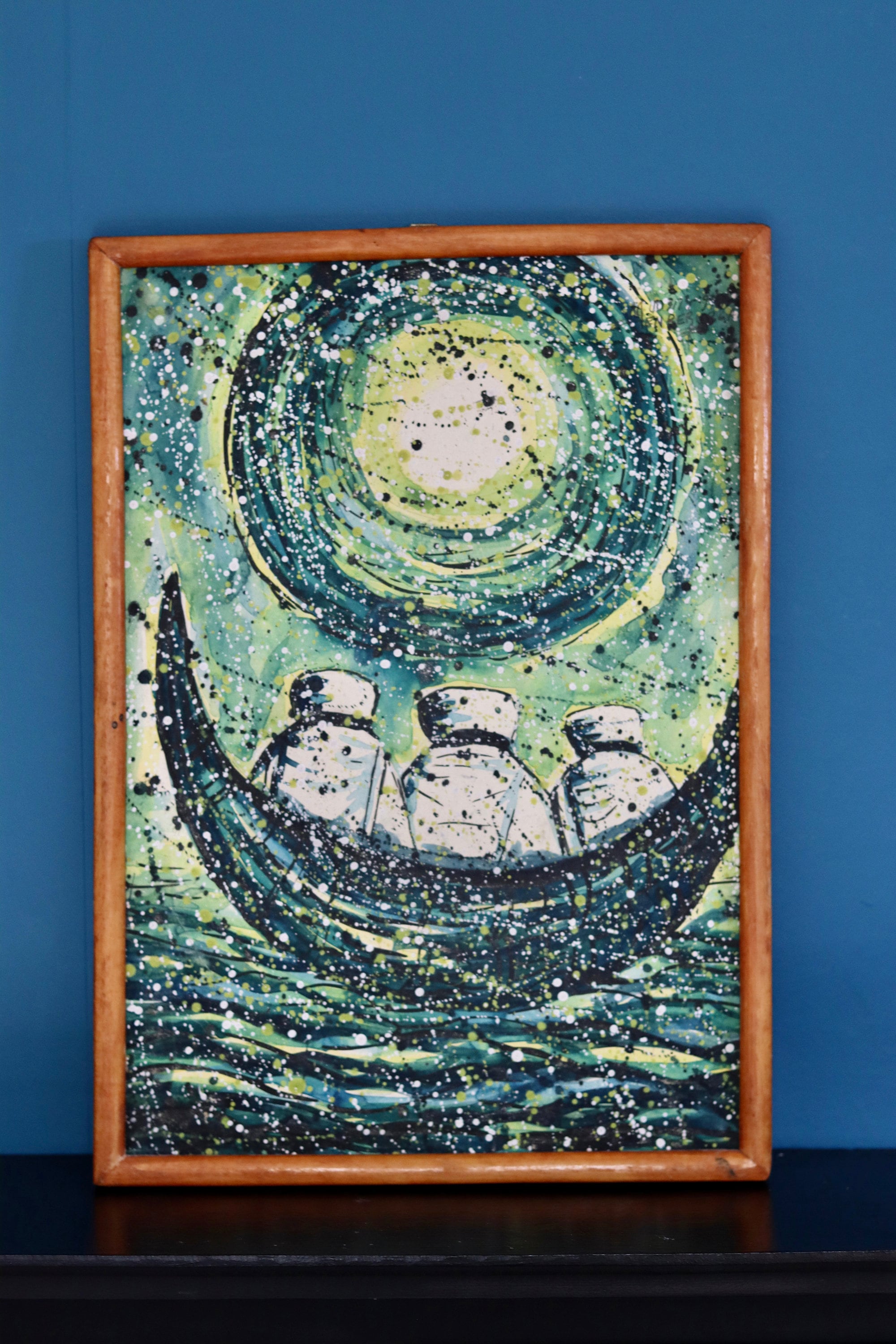 Swedish Mid-Century Oil on Canvas " Journey" -Vintage & Framed