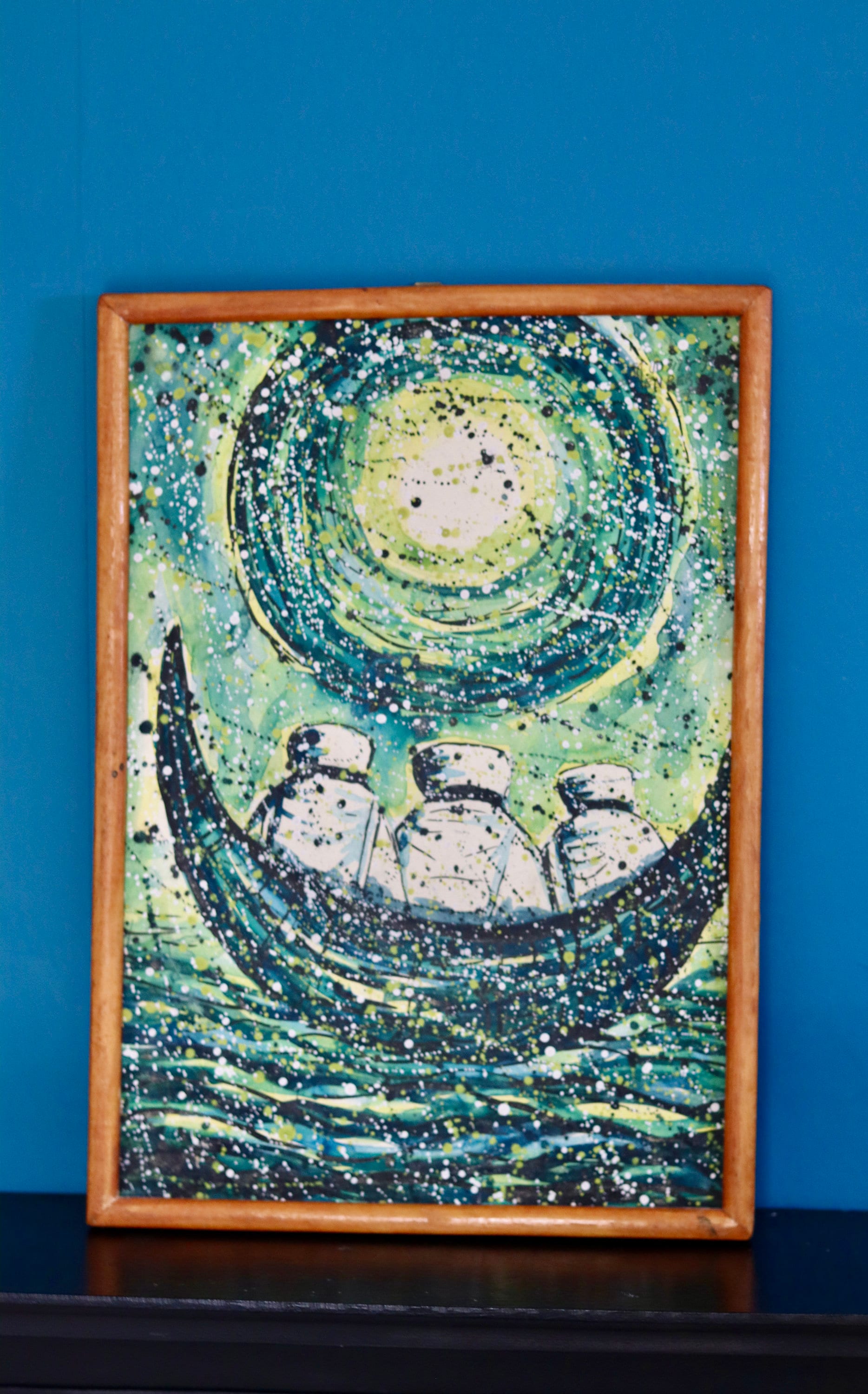 Swedish Mid-Century Oil on Canvas " Journey" -Vintage & Framed