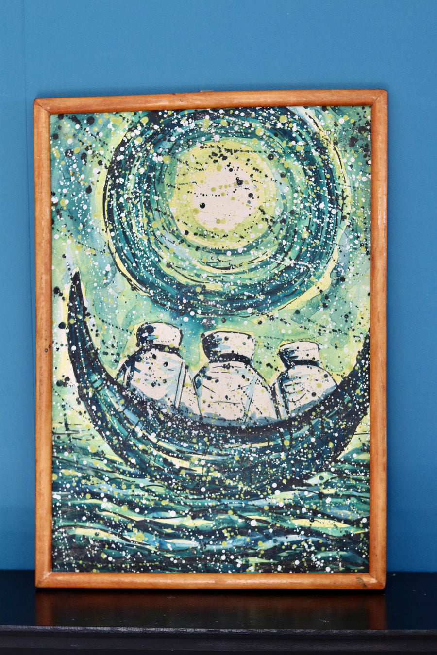 Swedish Mid-Century Oil on Canvas " Journey" -Vintage & Framed