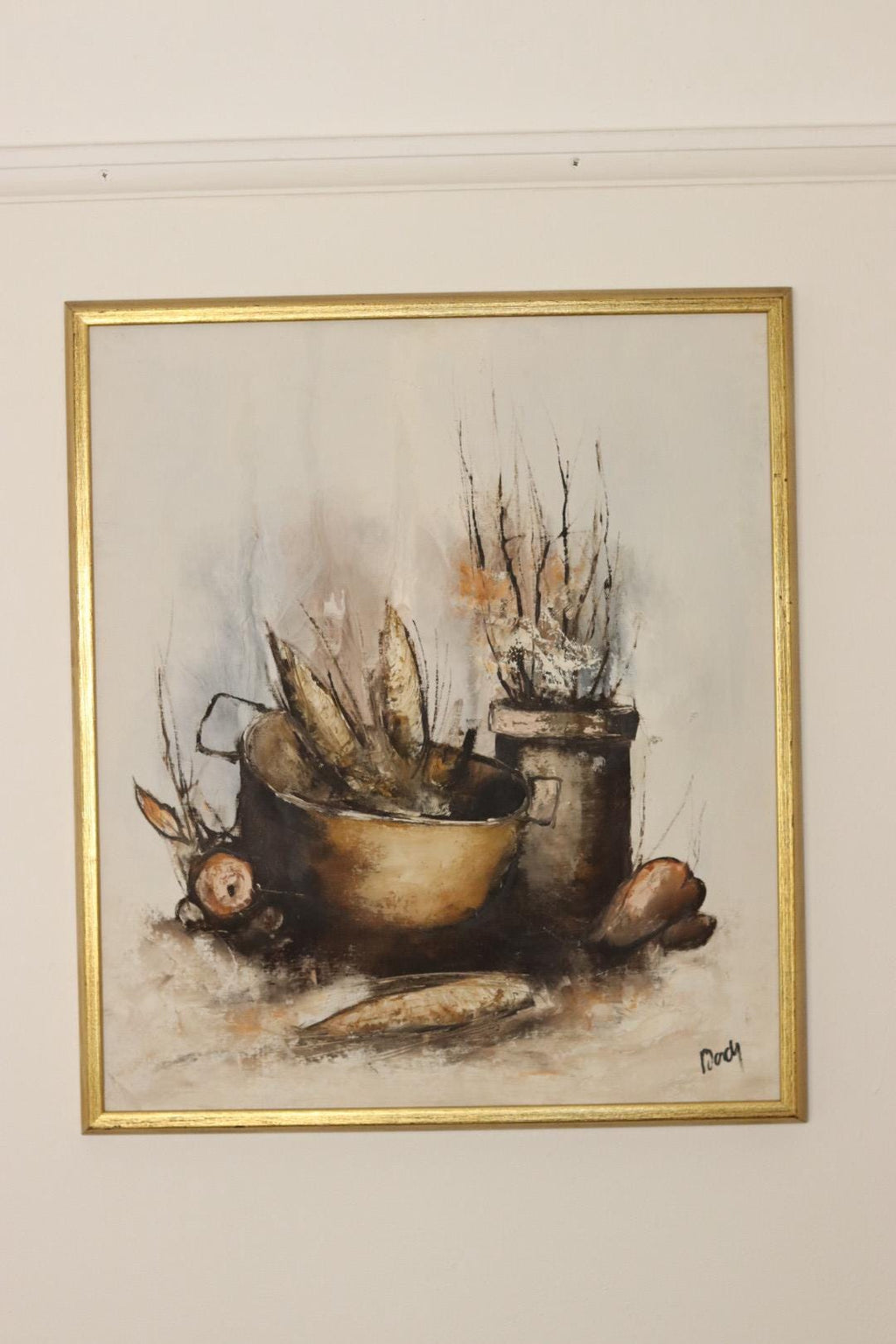 Swedish Mid-Century Oil on Canvas" Still Life Composition"