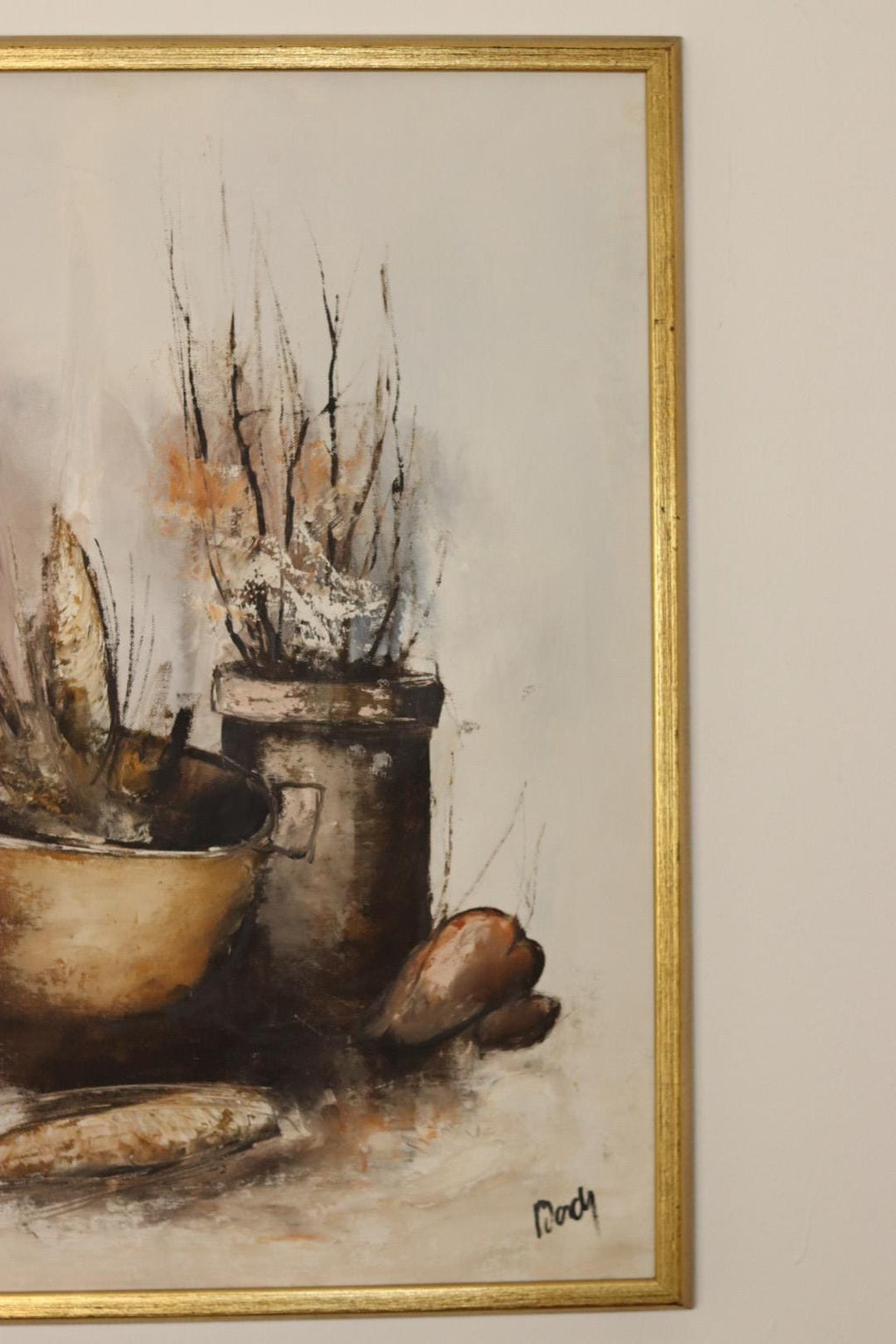 Swedish Mid-Century Oil on Canvas" Still Life Composition"