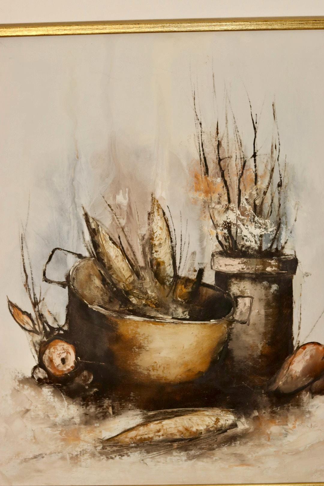 Swedish Mid-Century Oil on Canvas" Still Life Composition"