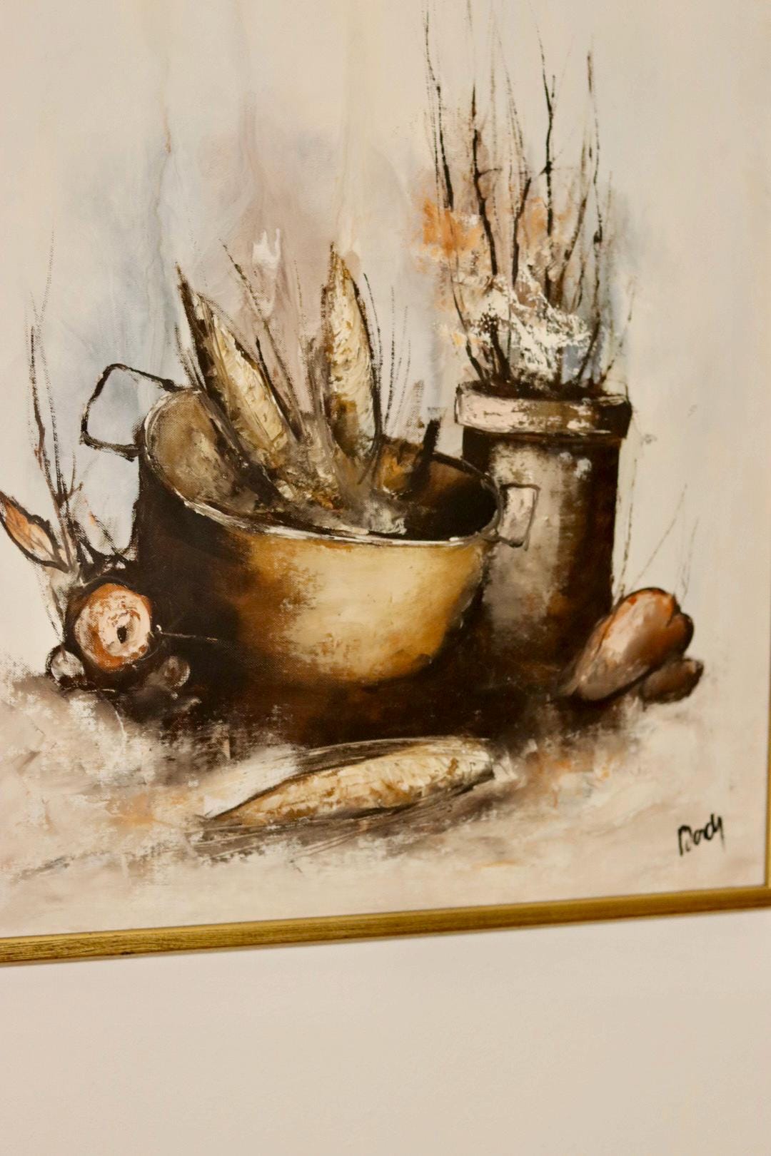 Swedish Mid-Century Oil on Canvas" Still Life Composition"