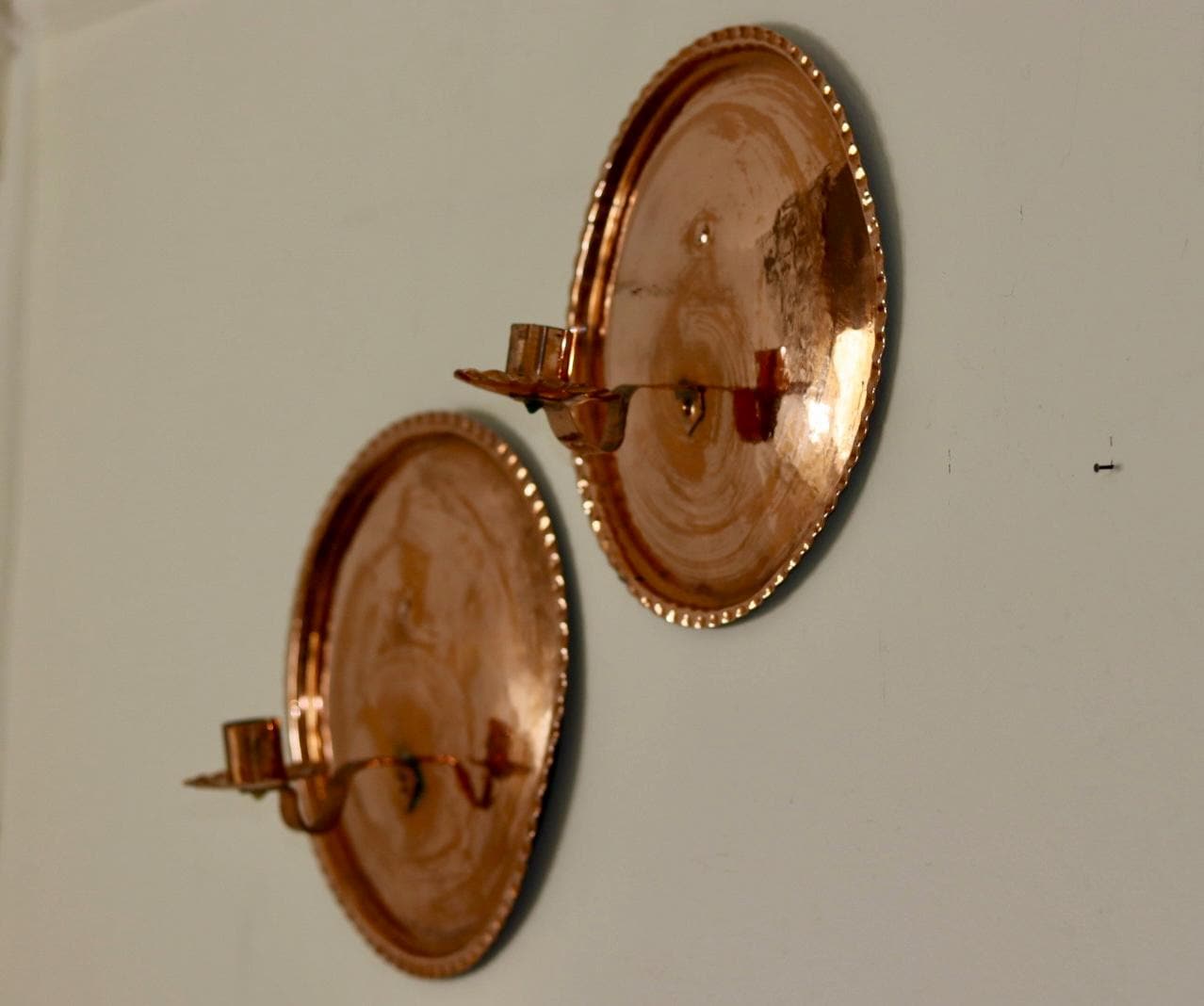 Pair Of Mid Century Swedish Copper Sconces