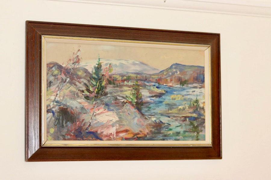 Swedish Mid-Century Oil Painting" Abstract Landscape "