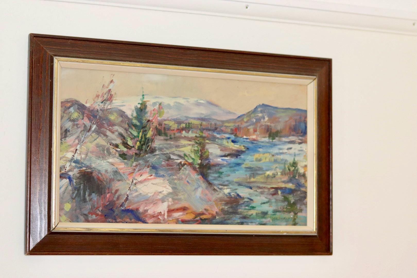 Swedish Mid-Century Oil Painting" Abstract Landscape "