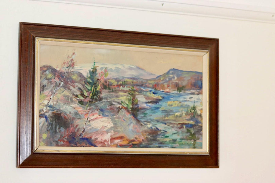 Swedish Mid-Century Oil Painting" Abstract Landscape "