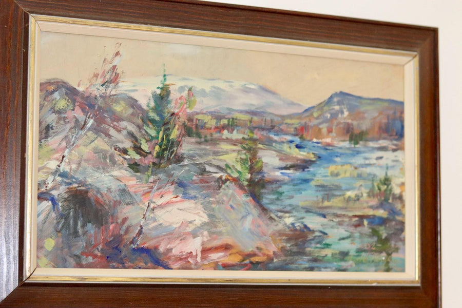 Swedish Mid-Century Oil Painting" Abstract Landscape "